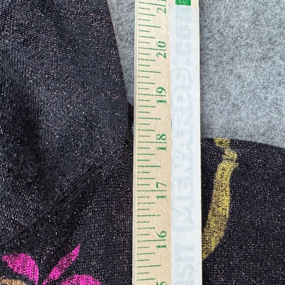 Ruby Cho Top Womens M Silk Blend Fur Collar Metallic Sequin Formal Floral Artsy - Picture 8 of 9